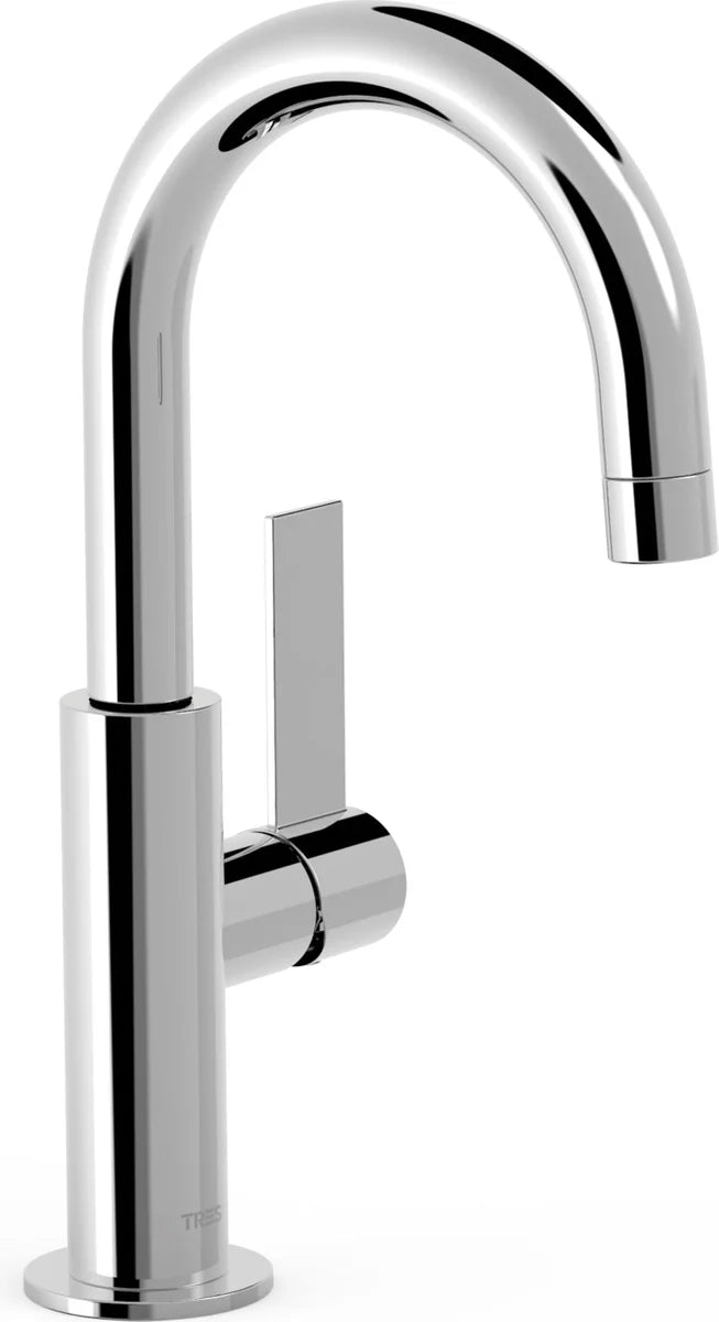 Grifería de lavabo alta Tres Project-Tres maneta lateral Cold-Tres cromo con aireador