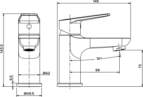 Grifo de lavabo extra alta Stillo Zeus negro mate con sistema Cold Open