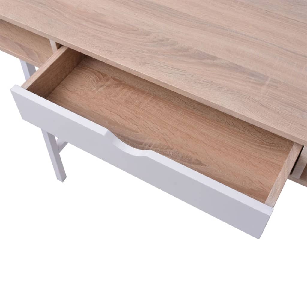 Escritorio Con Un Cajón De Roble Y Blanco