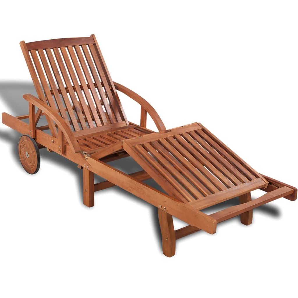 Tumbona Con Cojín Y Mesa Madera Maciza De Acacia