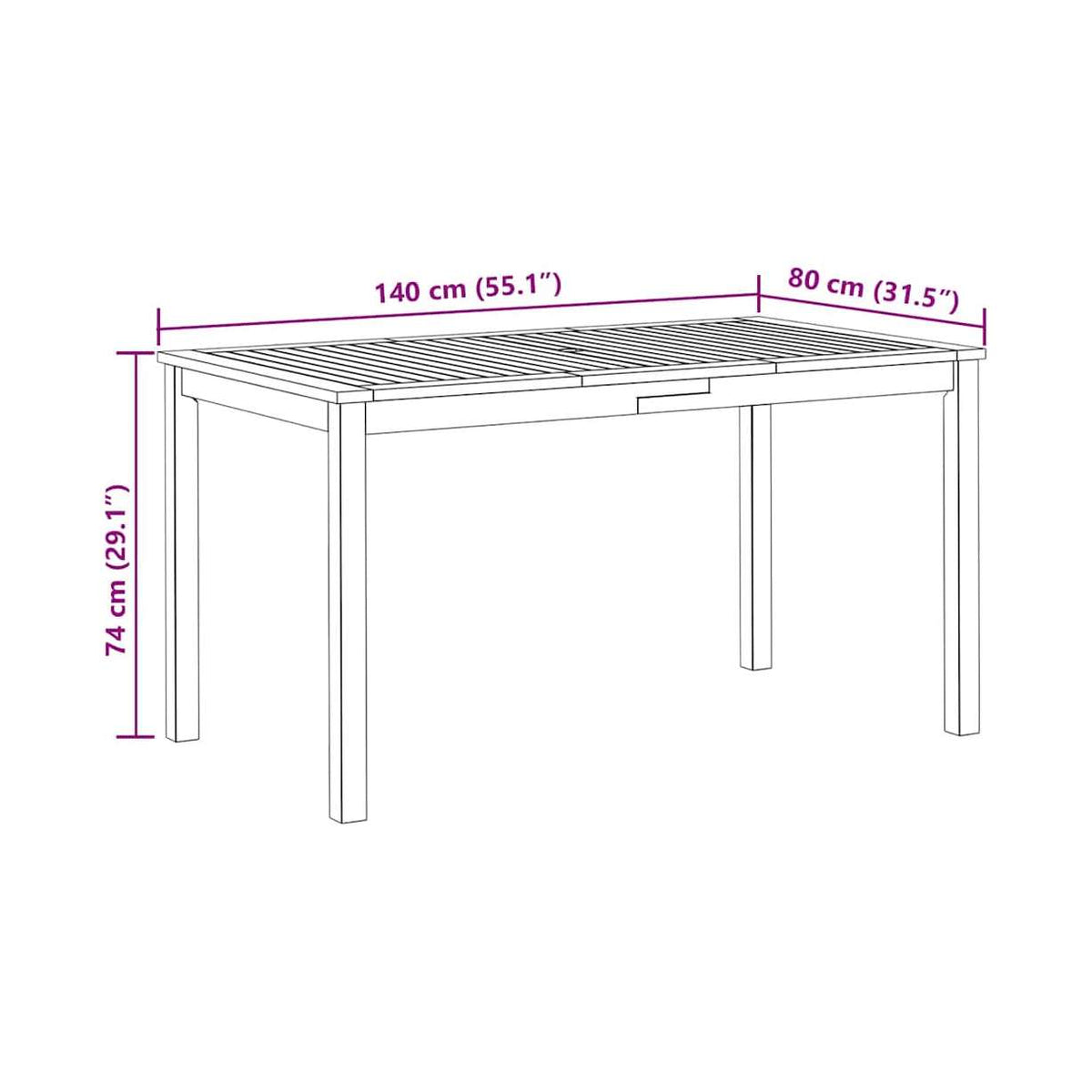 Mesa De Jardín Madera Maciza De Acacia