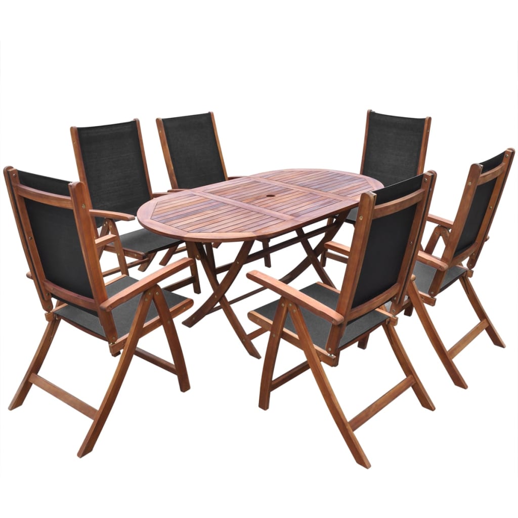 Set Comedor De Jardín 9 Pzas Y Cojines Madera Maciza De Acacia