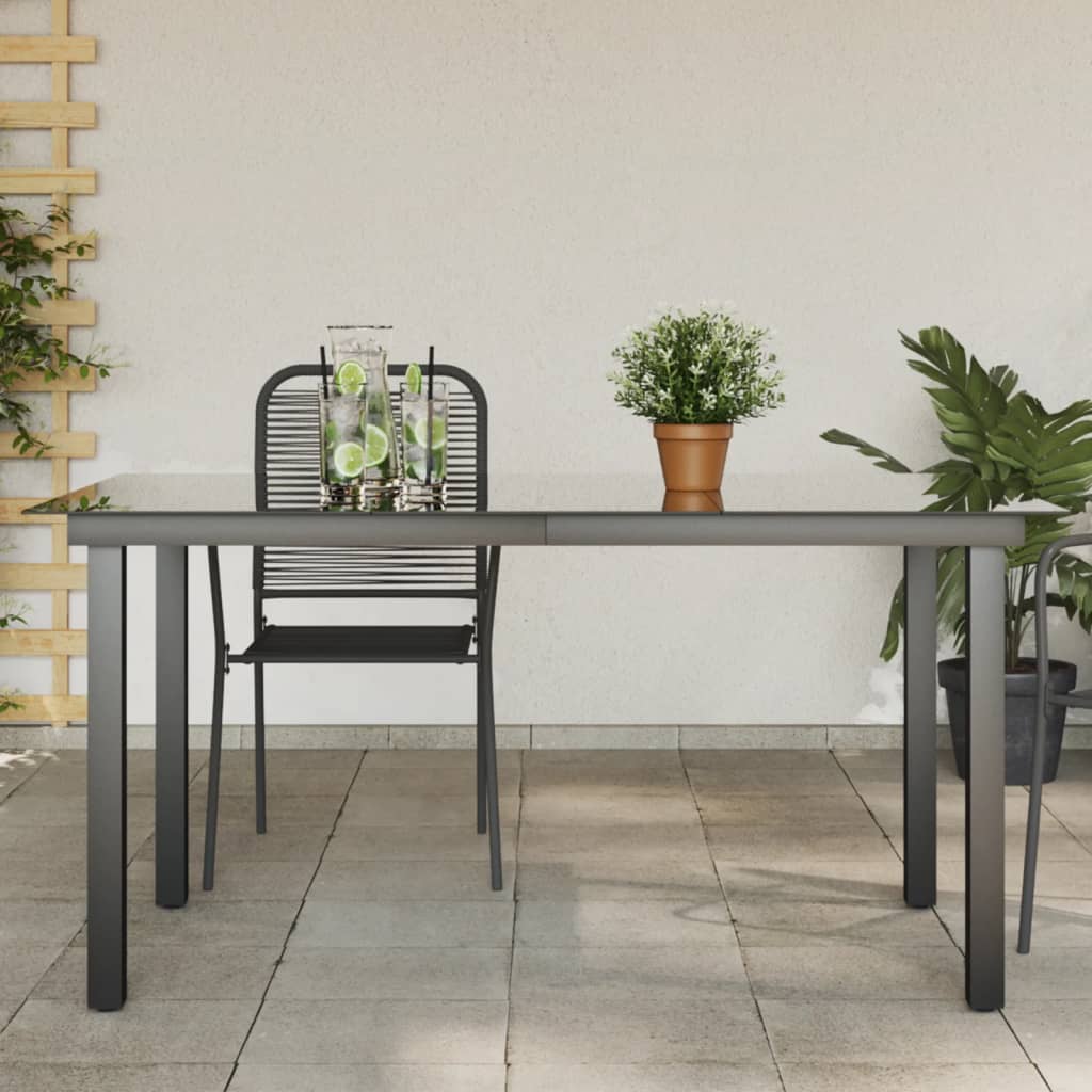 Mesa De Jardín De Aluminio Y Vidrio Negra 190X90X74 Cm