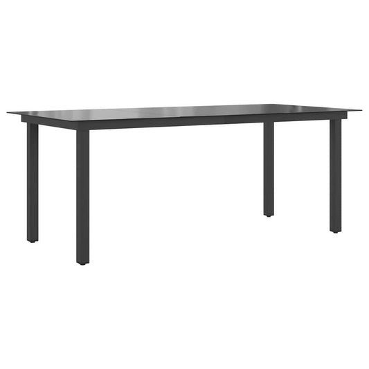 Mesa De Jardín De Aluminio Y Vidrio Negra 190X90X74 Cm