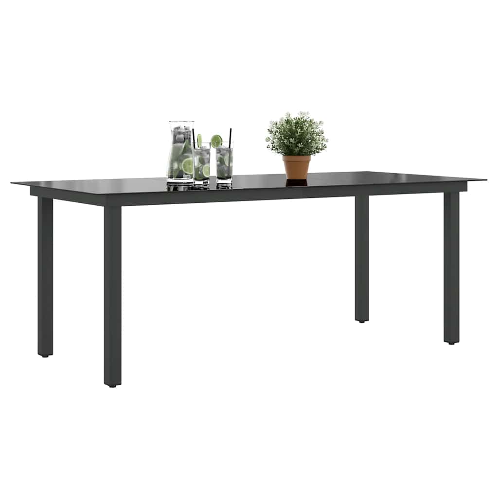Mesa De Jardín De Aluminio Y Vidrio Negra 190X90X74 Cm