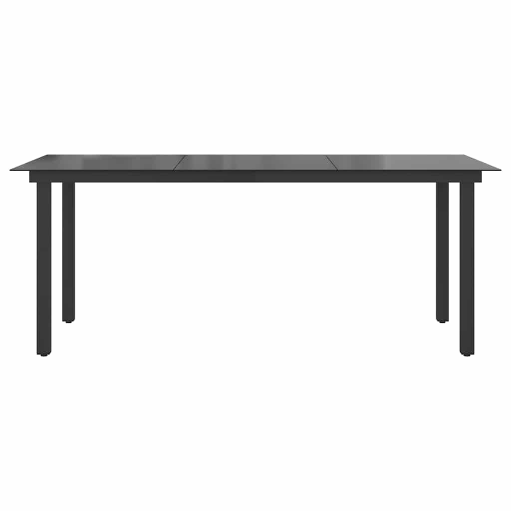 Mesa De Jardín De Aluminio Y Vidrio Negra 190X90X74 Cm