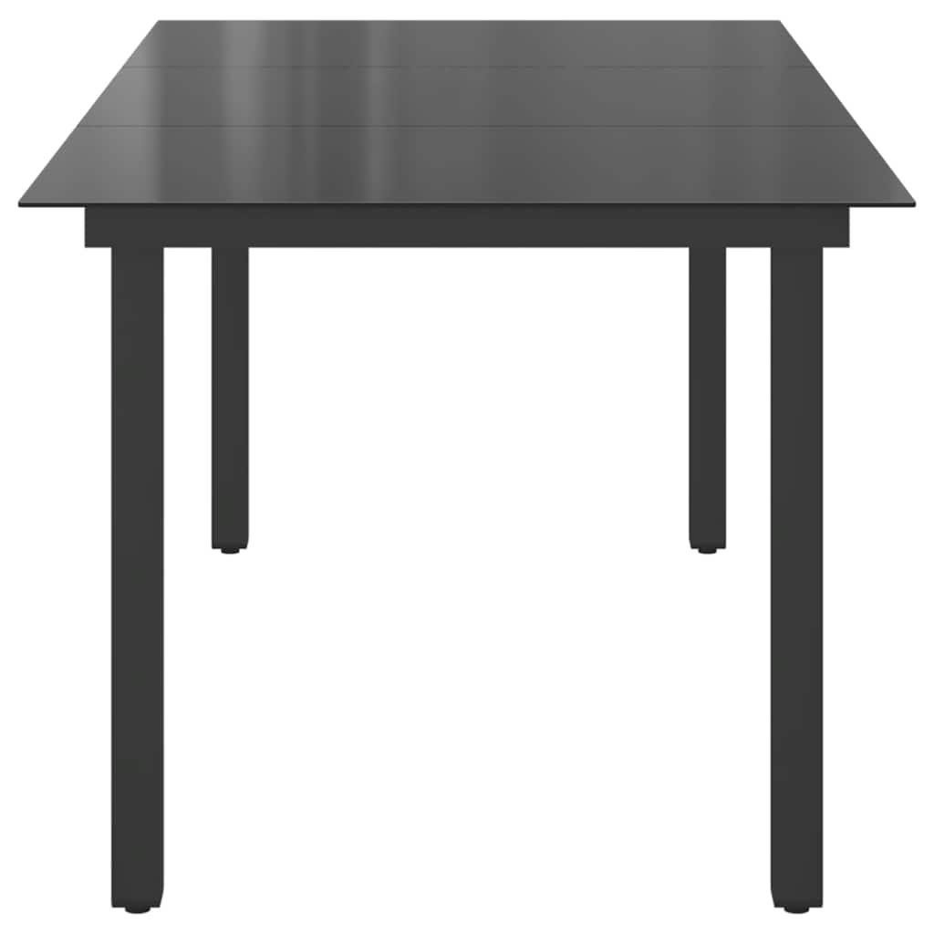 Mesa De Jardín De Aluminio Y Vidrio Negra 190X90X74 Cm