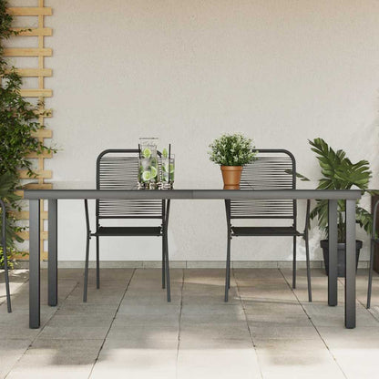 Mesa De Jardín De Aluminio Y Vidrio Negra 190X90X74 Cm