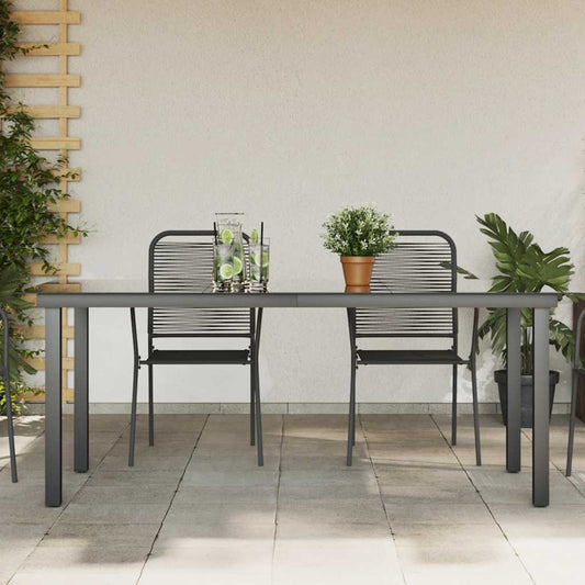 Mesa De Jardín De Aluminio Y Vidrio Negra 190X90X74 Cm