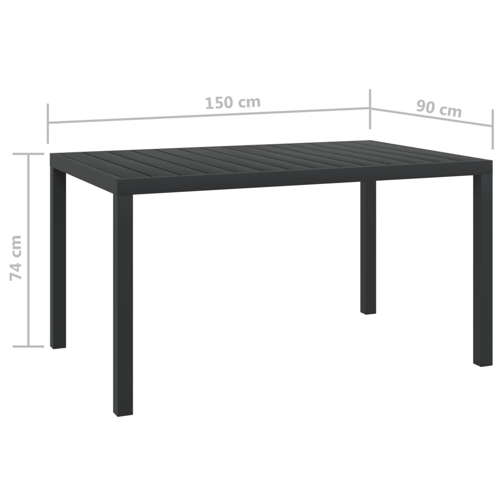 Mesa De Jardín De Aluminio Y Wpc Negra
