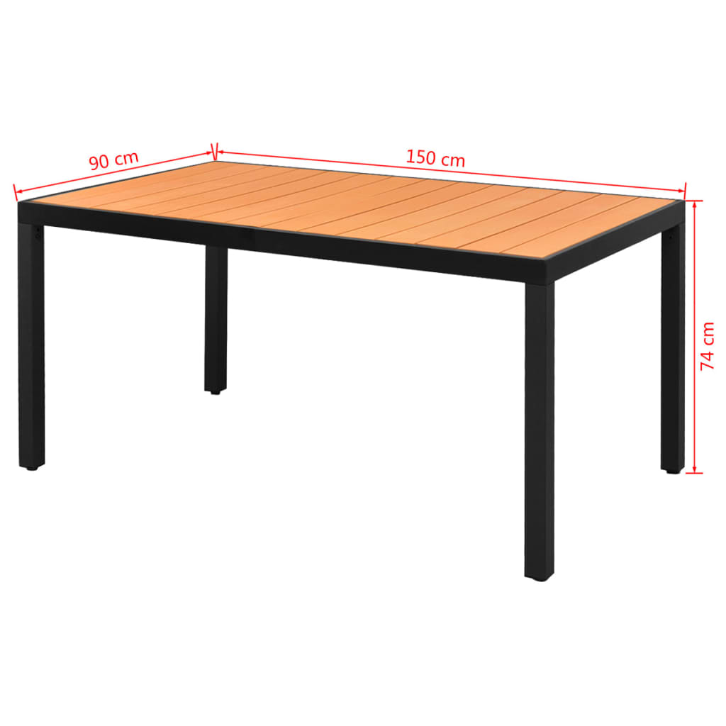 Mesa De Jardín De Aluminio Y Wpc Marrón 150X90X74 Cm