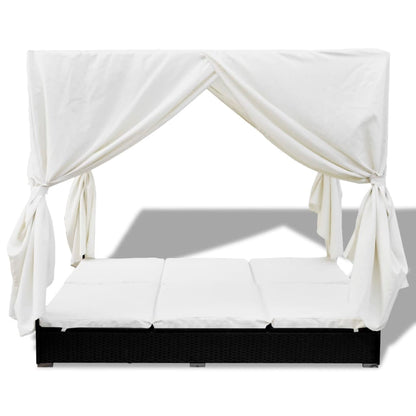 Tumbona Con Cortinas De Ratán Sintético
