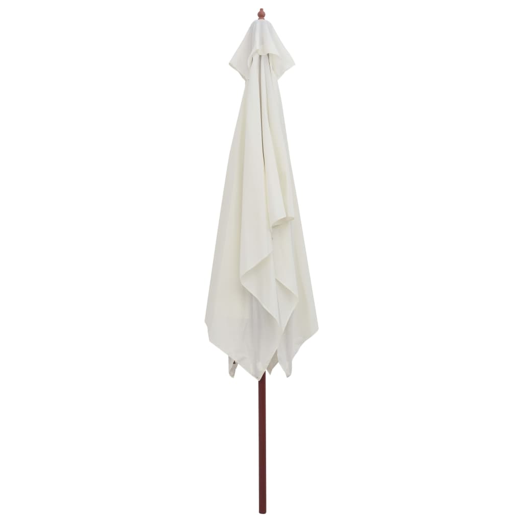 Sombrilla Con Palo De Madera Blanco 200X300 Cm
