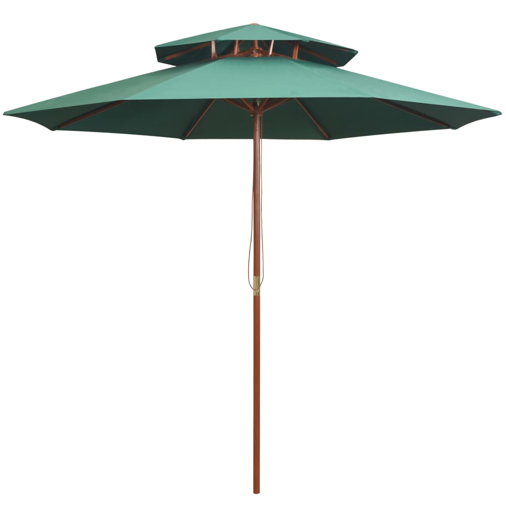 Sombrilla De Dos Niveles Palo De Madera 270 Cm