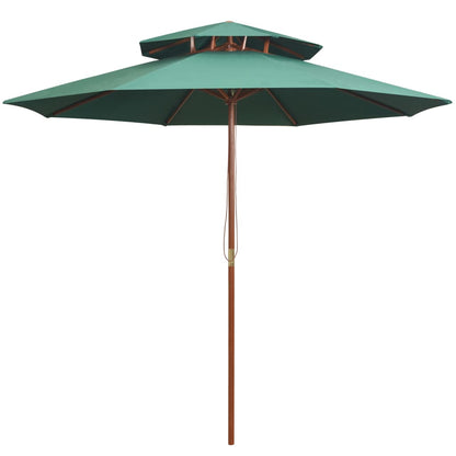 Sombrilla De Dos Niveles Palo De Madera 270 Cm