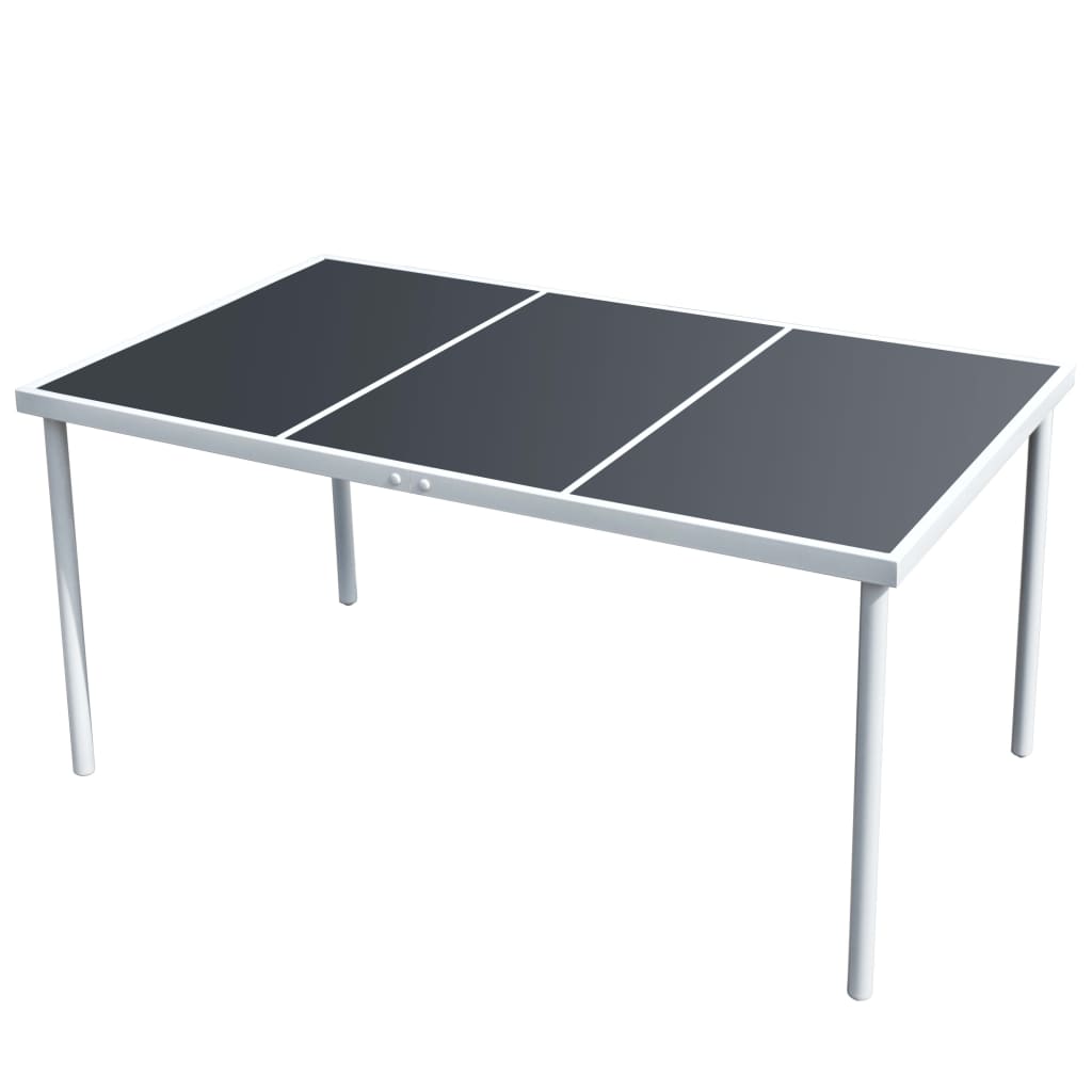 Mesa De Jardín De Acero Negra 190X90X74 Cm