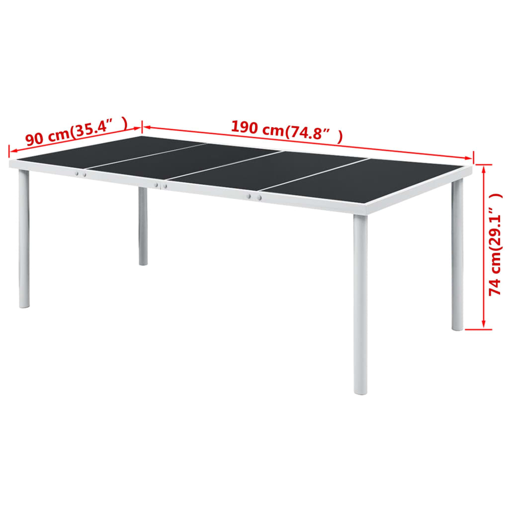 Mesa De Jardín De Acero Negra 190X90X74 Cm