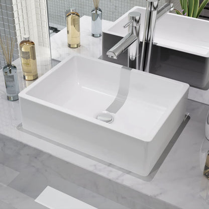 Lavabo De Cerámica Rectangular 41X30X12 Cm