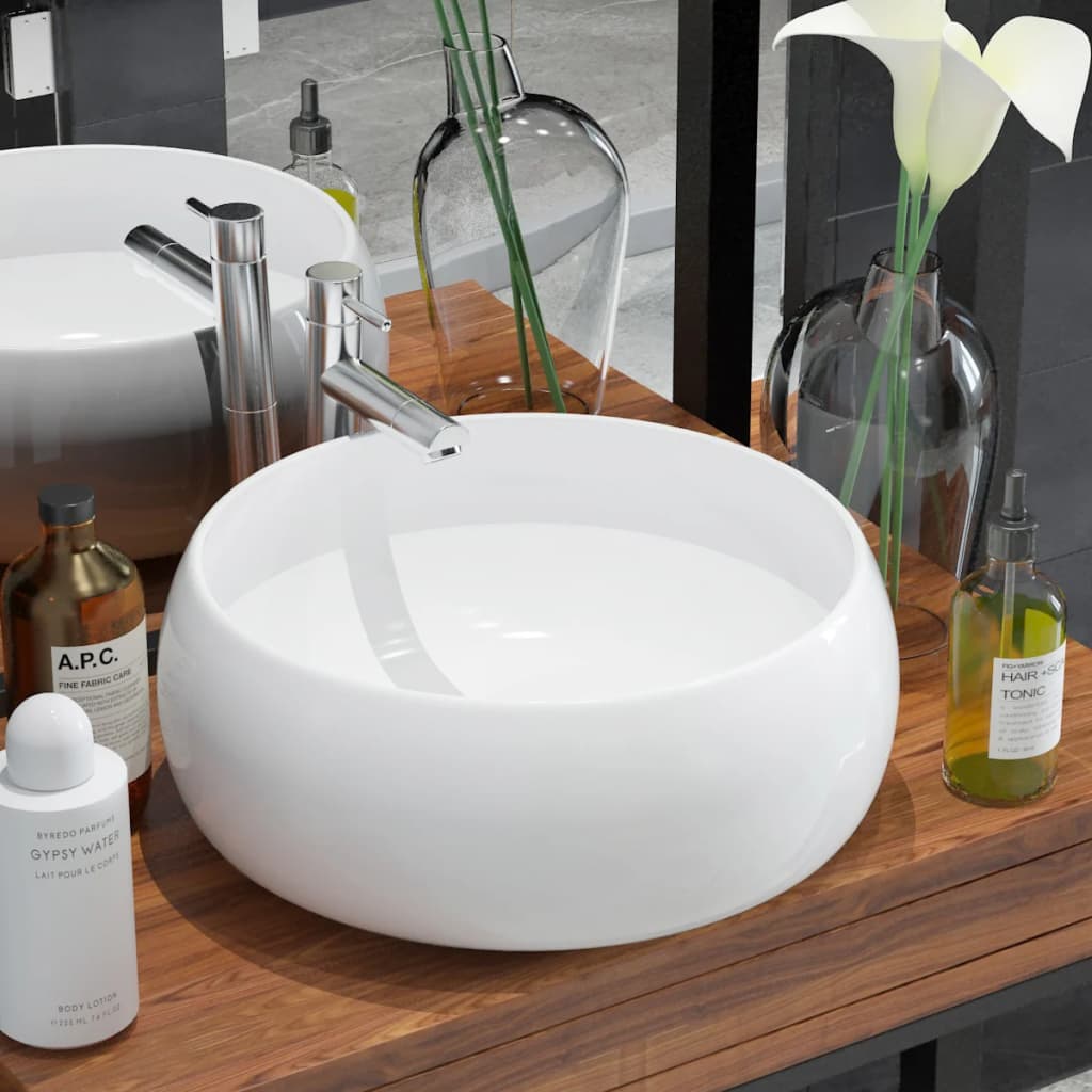 Lavabo Redondo De Cerámica 40X15 Cm