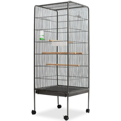 Jaula Para Pájaros Con Techo De Acero 54X54X146 Cm