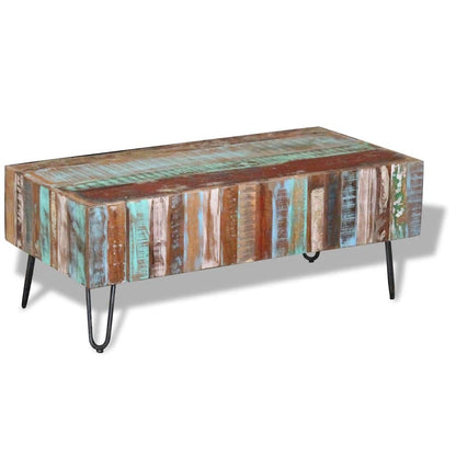 Mesa De Centro Madera Maciza Reciclada 100X50X38 Cm