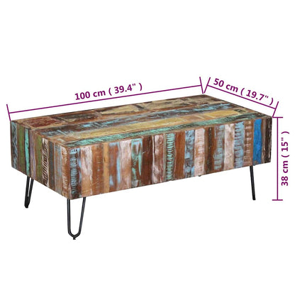 Mesa De Centro Madera Maciza Reciclada 100X50X38 Cm