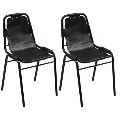 Sillas De Comedor 6 Unidades Cuero Auténtico Negro
