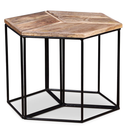 Mesa De Centro De Madera Maciza De Mango 56X48X40 Cm