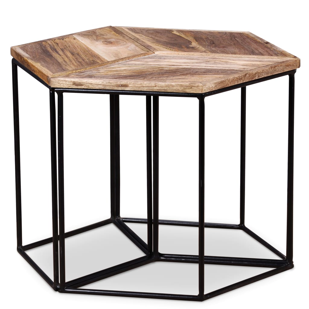 Mesa De Centro De Madera Maciza De Mango 56X48X40 Cm