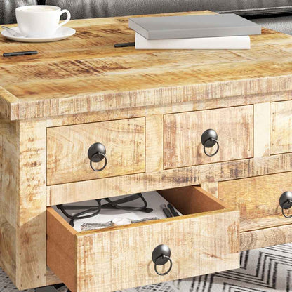 Mesa De Centro De Madera De Mango Rugosa 70X70X40 Cm
