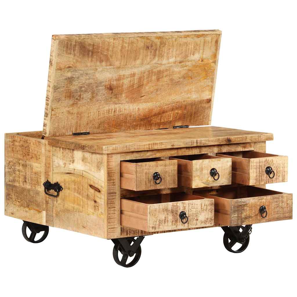 Mesa De Centro De Madera De Mango Rugosa 70X70X40 Cm