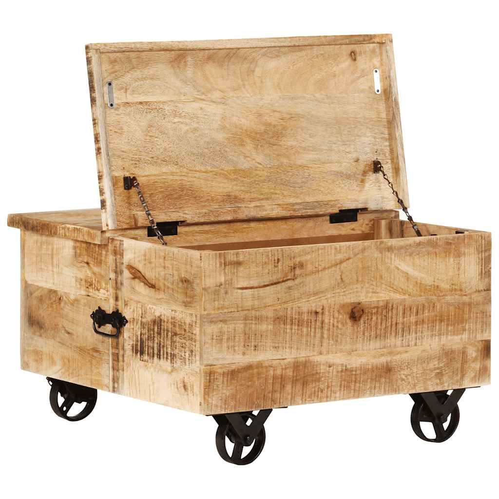 Mesa De Centro De Madera De Mango Rugosa 70X70X40 Cm