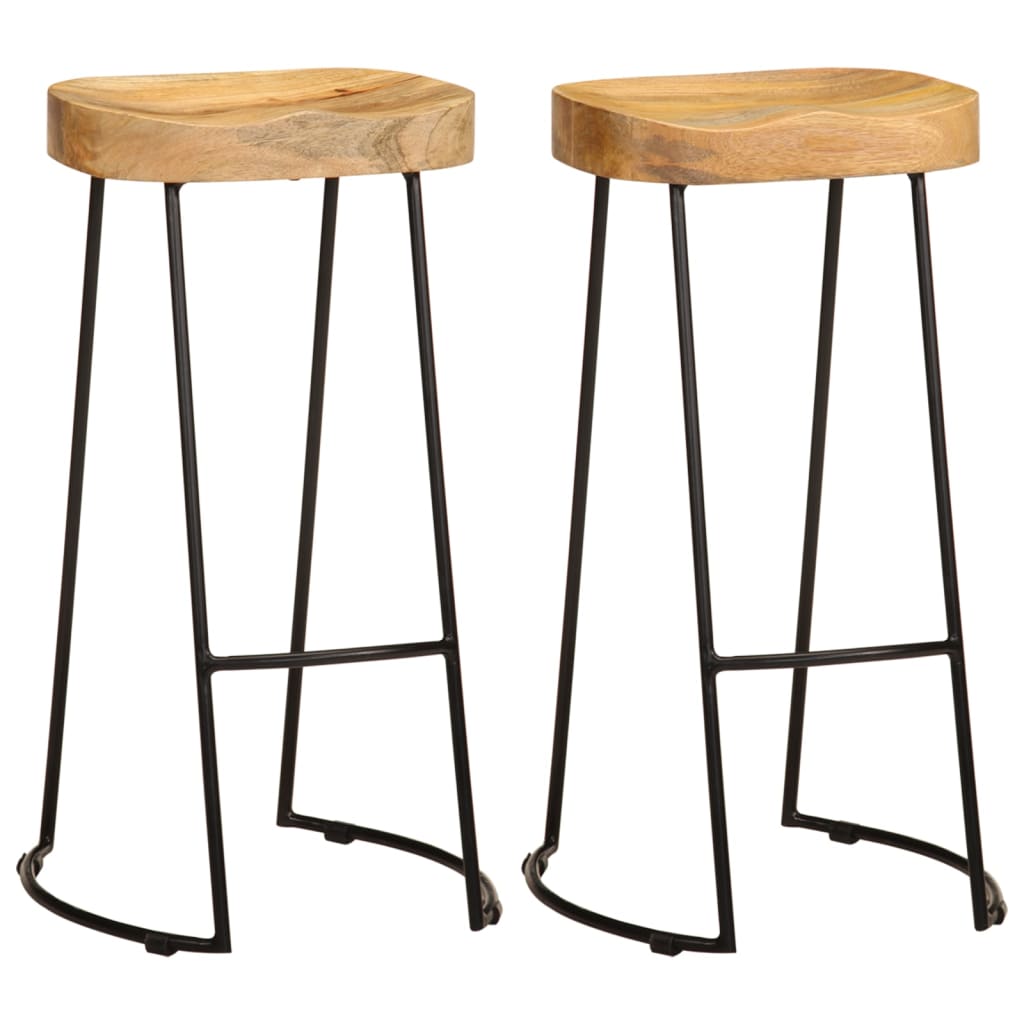 Taburetes De Barra De Cocina 2 Unidades Madera Maciza De Mango