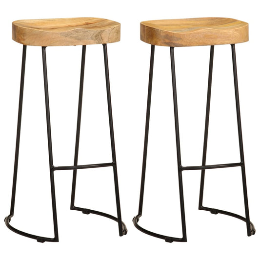 Taburetes De Barra De Cocina 2 Unidades Madera Maciza De Mango