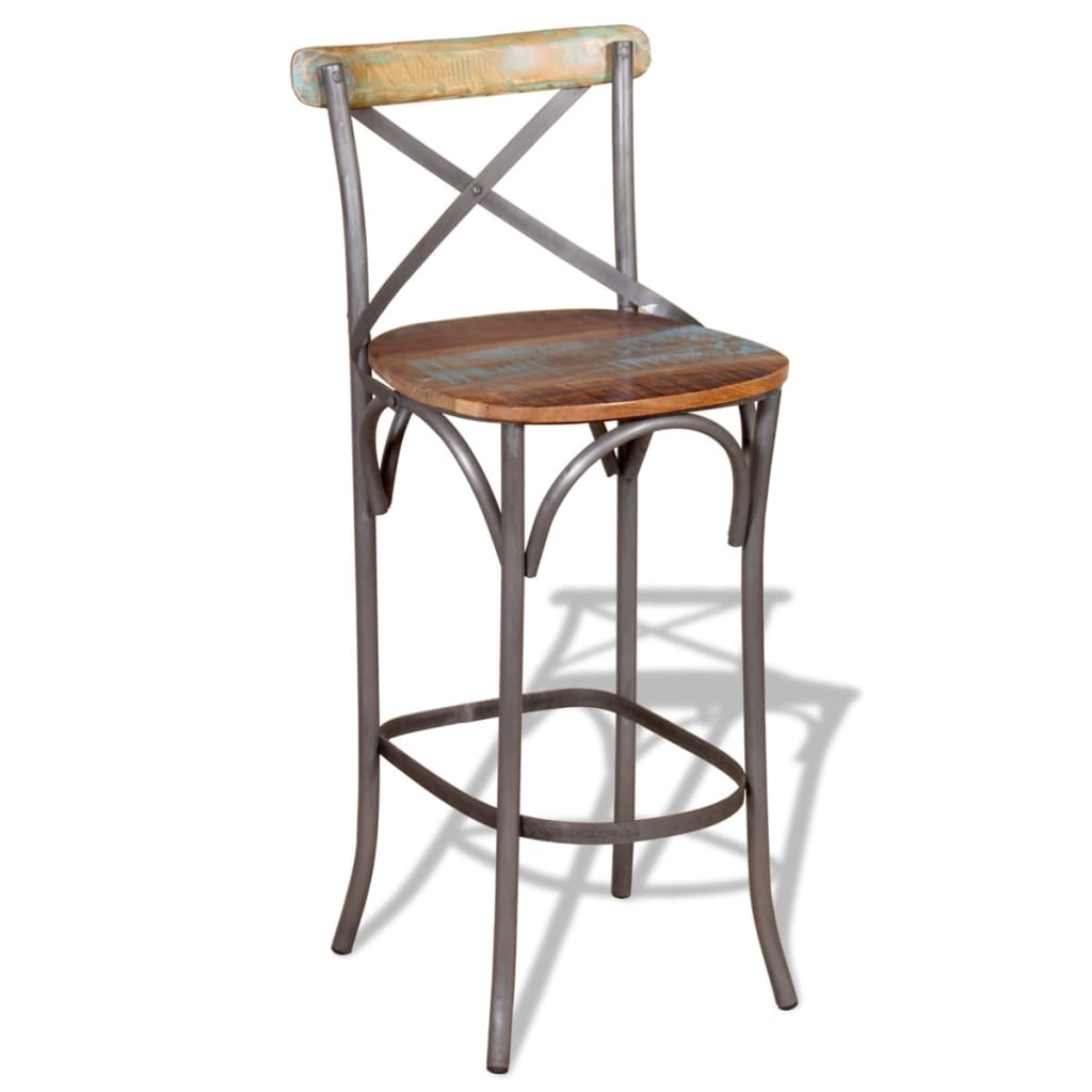 Taburete De Barra De Cocina Madera Maciza Reciclada