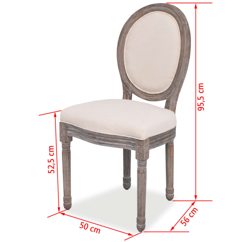 Sillas De Comedor 2 Unidades Tela Color Crema