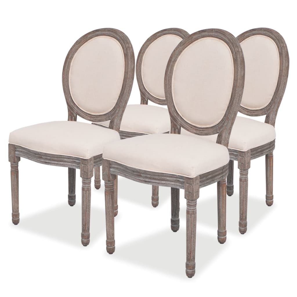 Sillas De Comedor 2 Unidades Tela Color Crema