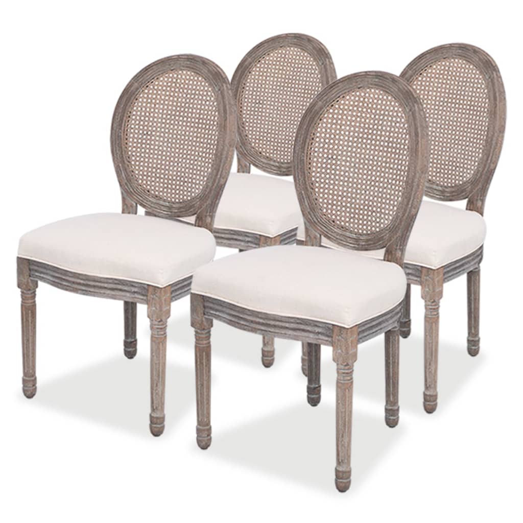 Sillas De Comedor 2 Unidades Tela Color Crema