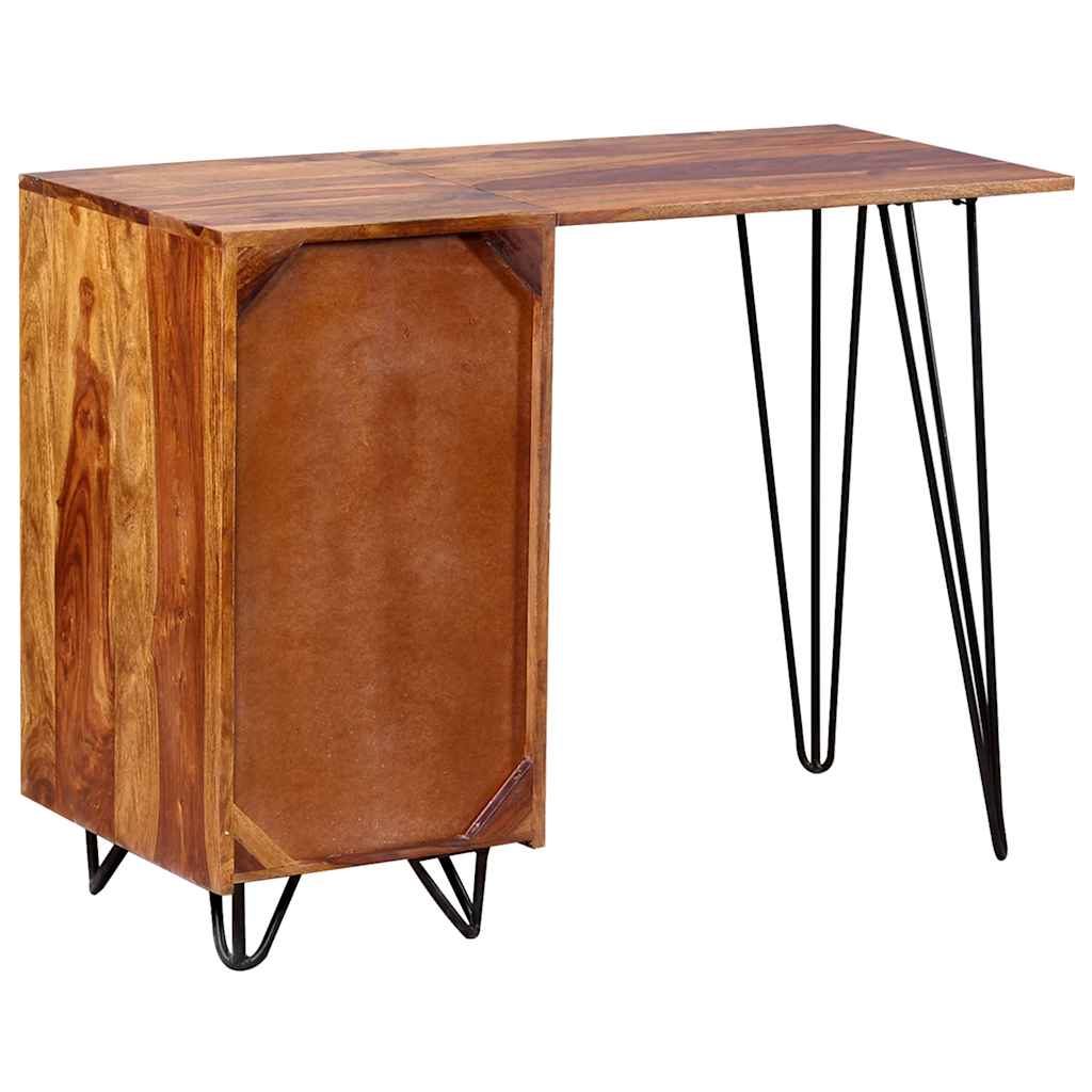 Escritorio Con 1 Cajón Y 1 Armario Madera Maciza De Acacia