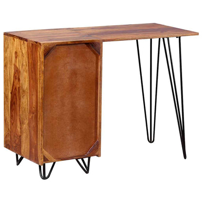 Escritorio Con 1 Cajón Y 1 Armario Madera Maciza De Acacia
