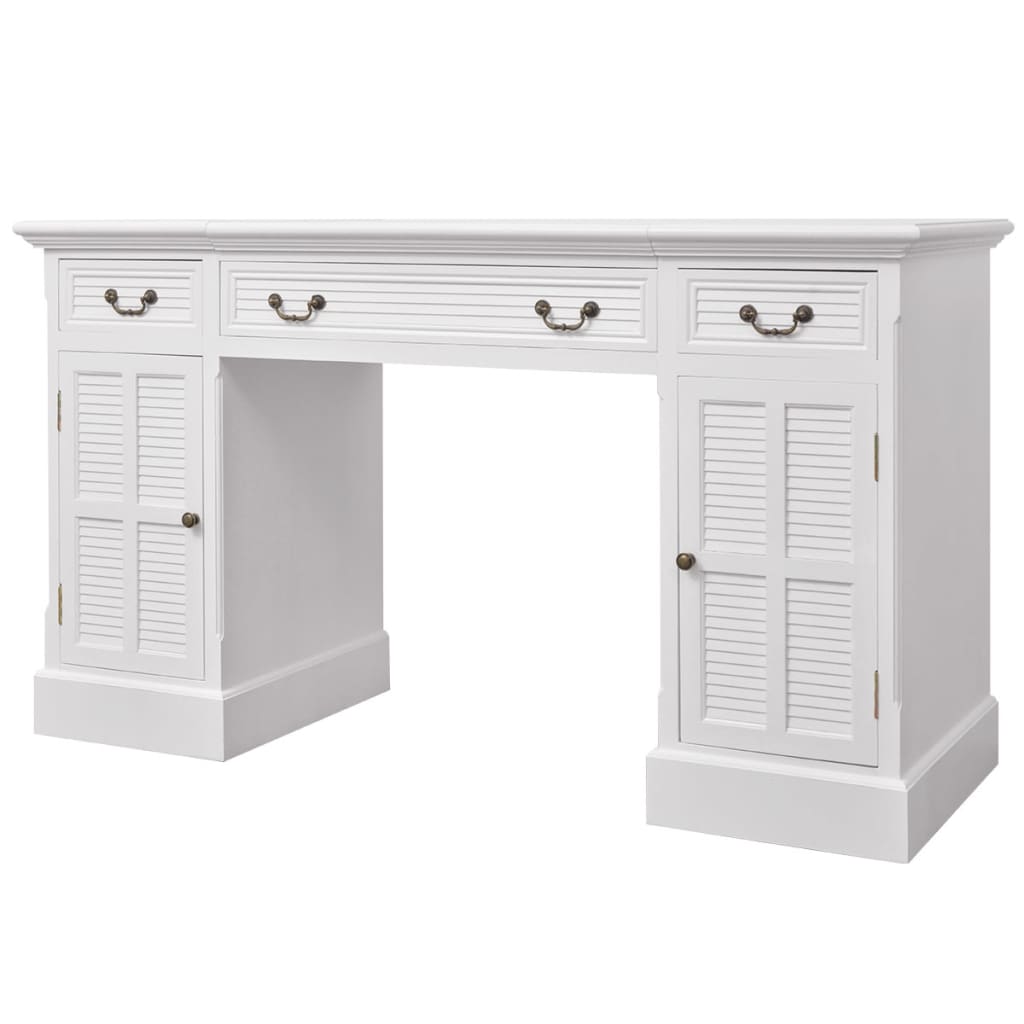 Escritorio De Pedestal Doble Blanco 140X48X80 Cm