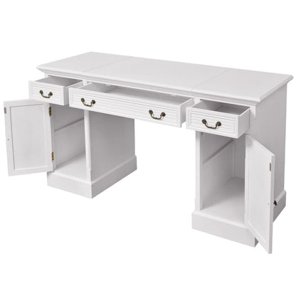 Escritorio De Pedestal Doble Blanco 140X48X80 Cm