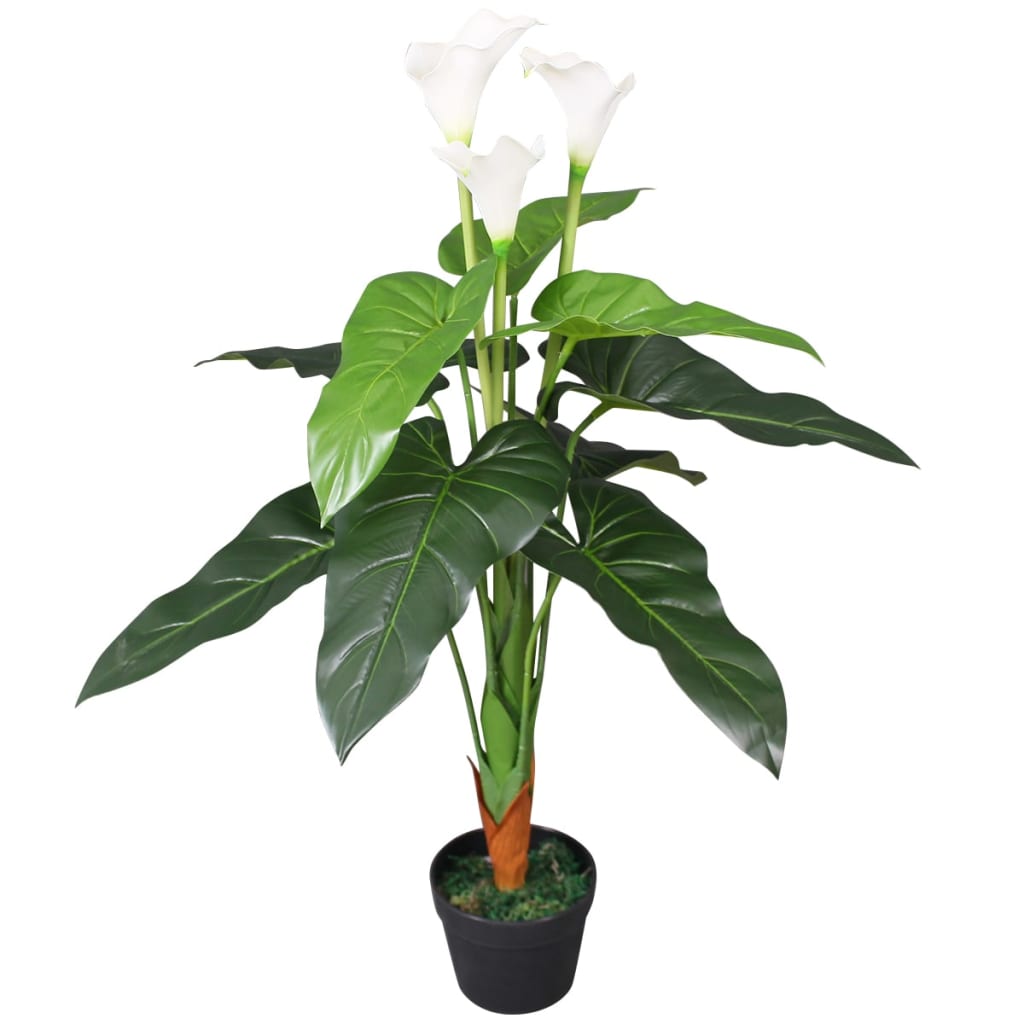 Planta De Anturio Artificial Con Maceta 45 Cm Roja Y Amarilla