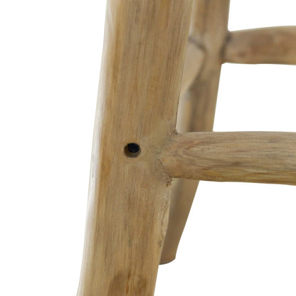 Taburete De Cocina De Piel De Cabra Y Madera De Teca Maciza