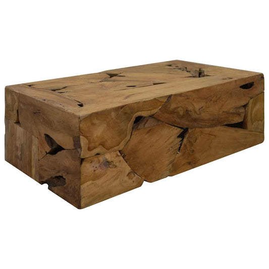 Mesa De Centro De Teca Genuina Marrón 90X50X30 Cm