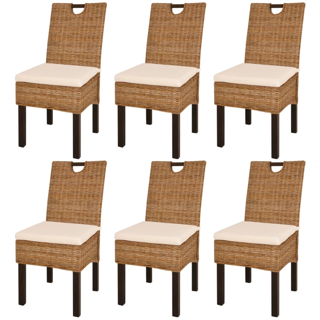 Sillas De Comedor 6 Unidades Ratán Kubu Madera De Mango
