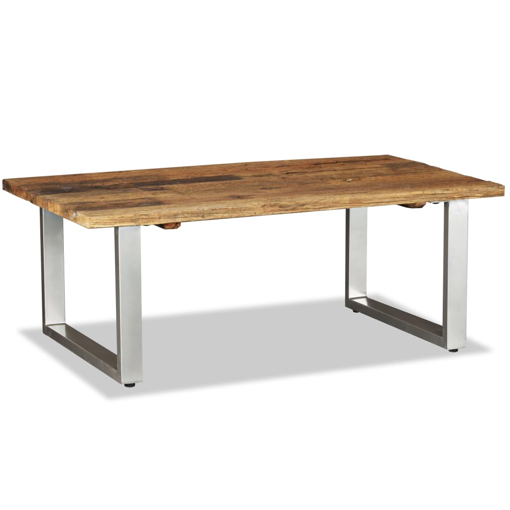 Mesa De Centro Madera Maciza Reciclada 100X60X38 Cm