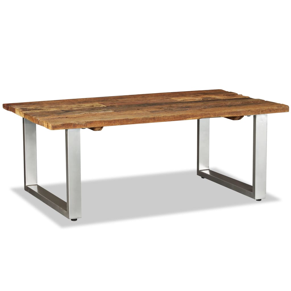 Mesa De Centro Madera Maciza Reciclada 100X60X38 Cm