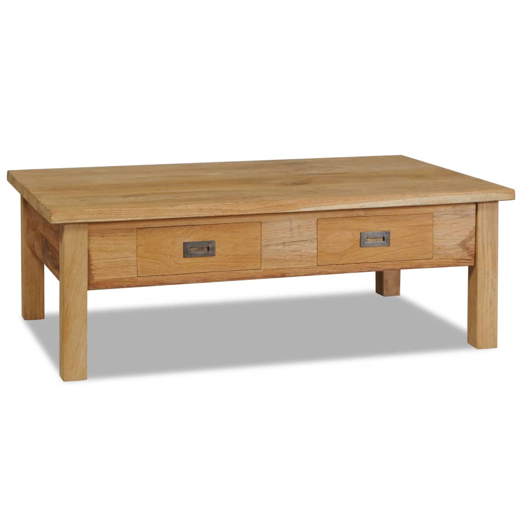 Mesa De Centro Madera De Teca Maciza 100X60X35 Cm