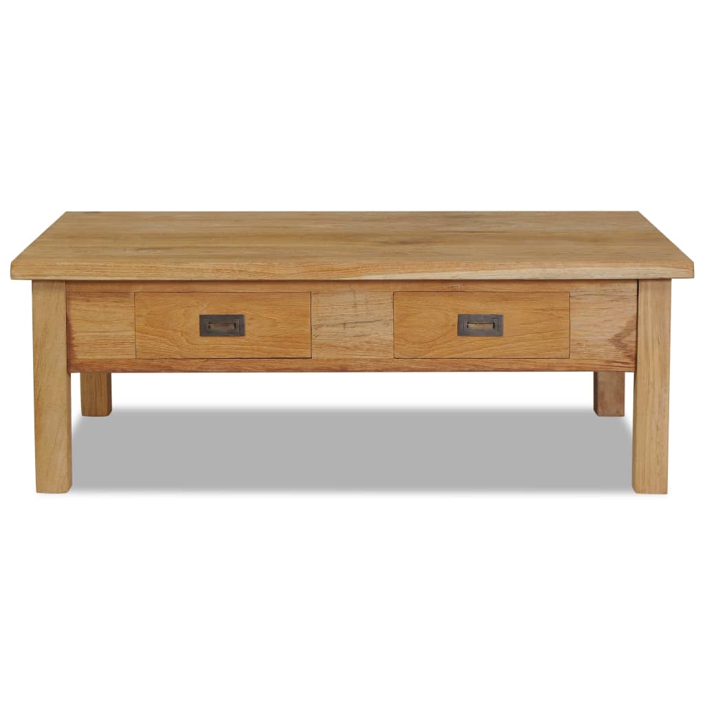 Mesa De Centro Madera De Teca Maciza 100X60X35 Cm